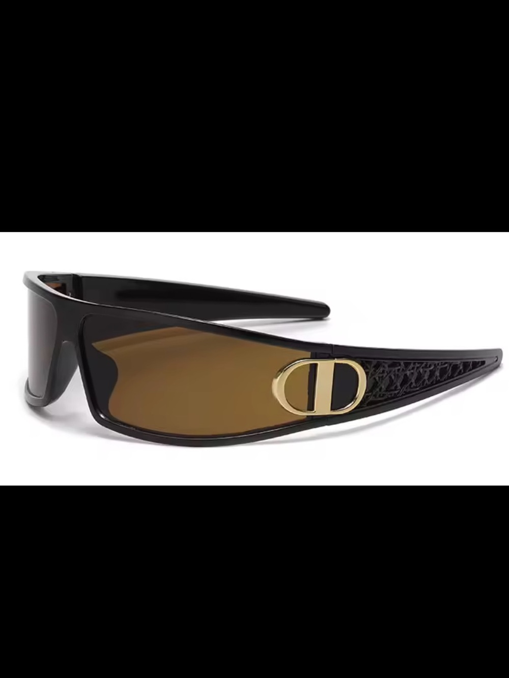 & Other Stories Black Shield Sunglasses with Brown Lenses